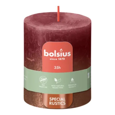 Bolsius Stompkaars Velvet Red + Copper Ø68x80 mm 35 uur (4 stuks)