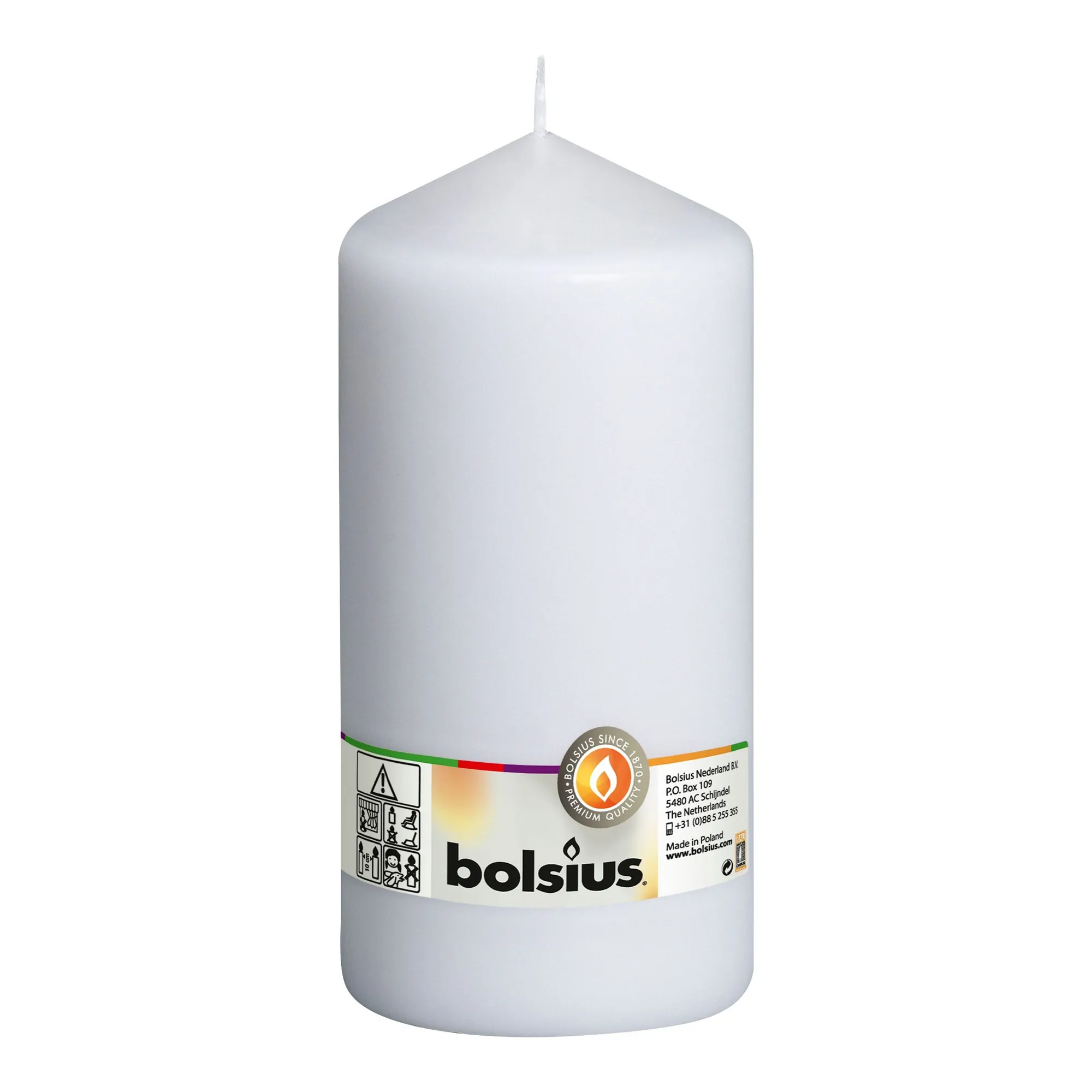 Bolsius Stompkaars Wit Ø98x200 mm 120 uur (8 stuks)