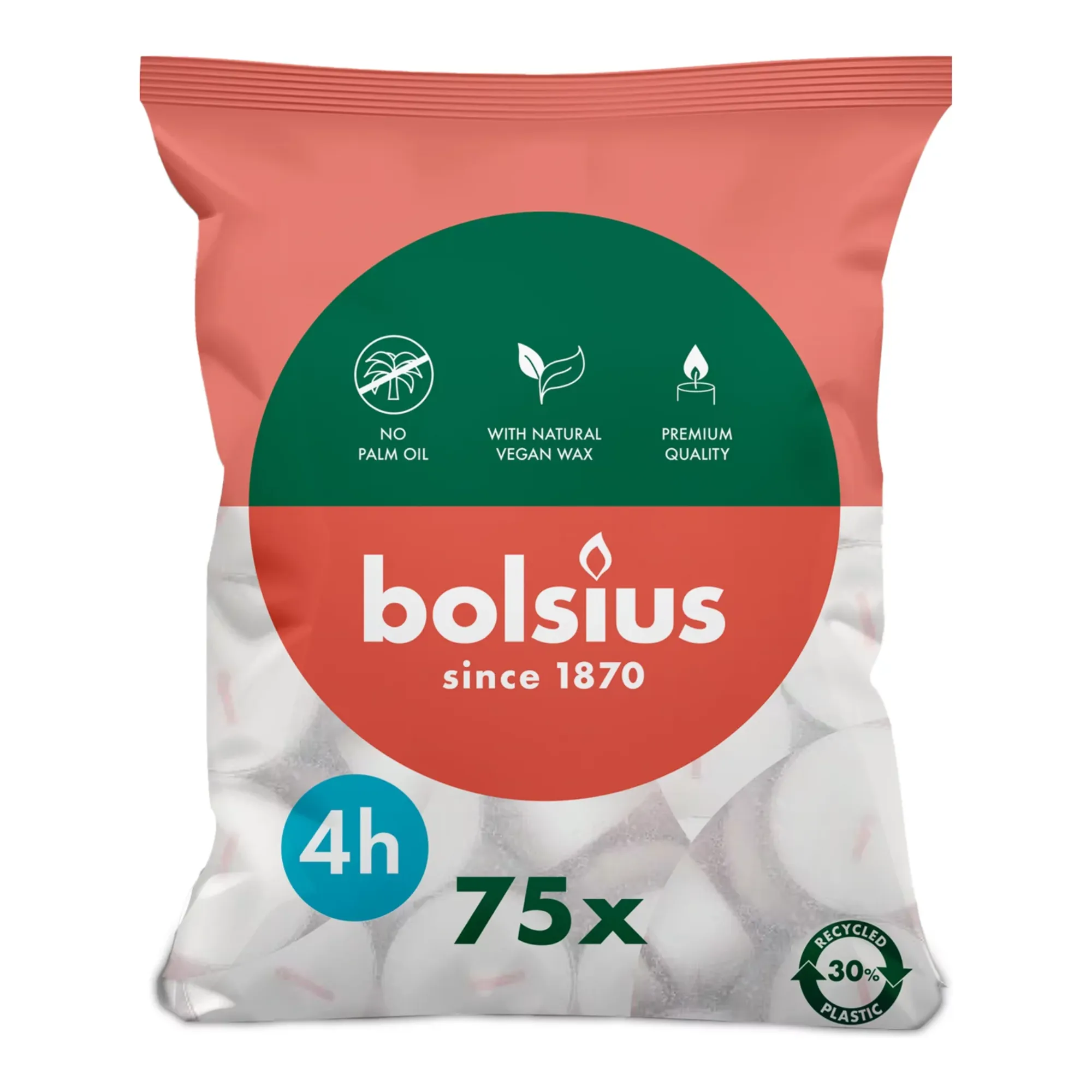 Bolsius Theelichten Ø38x16 mm 4 uur (6x 75 stuks)