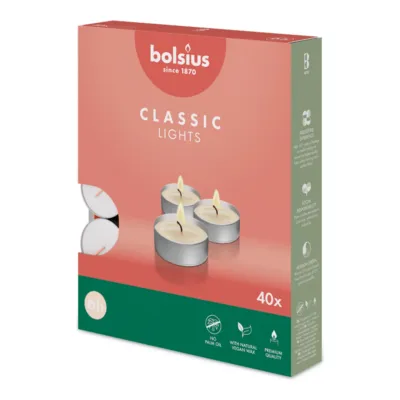 Bolsius Theelichten Wit Ø38x21 mm 6 uur (6x 40 stuks)