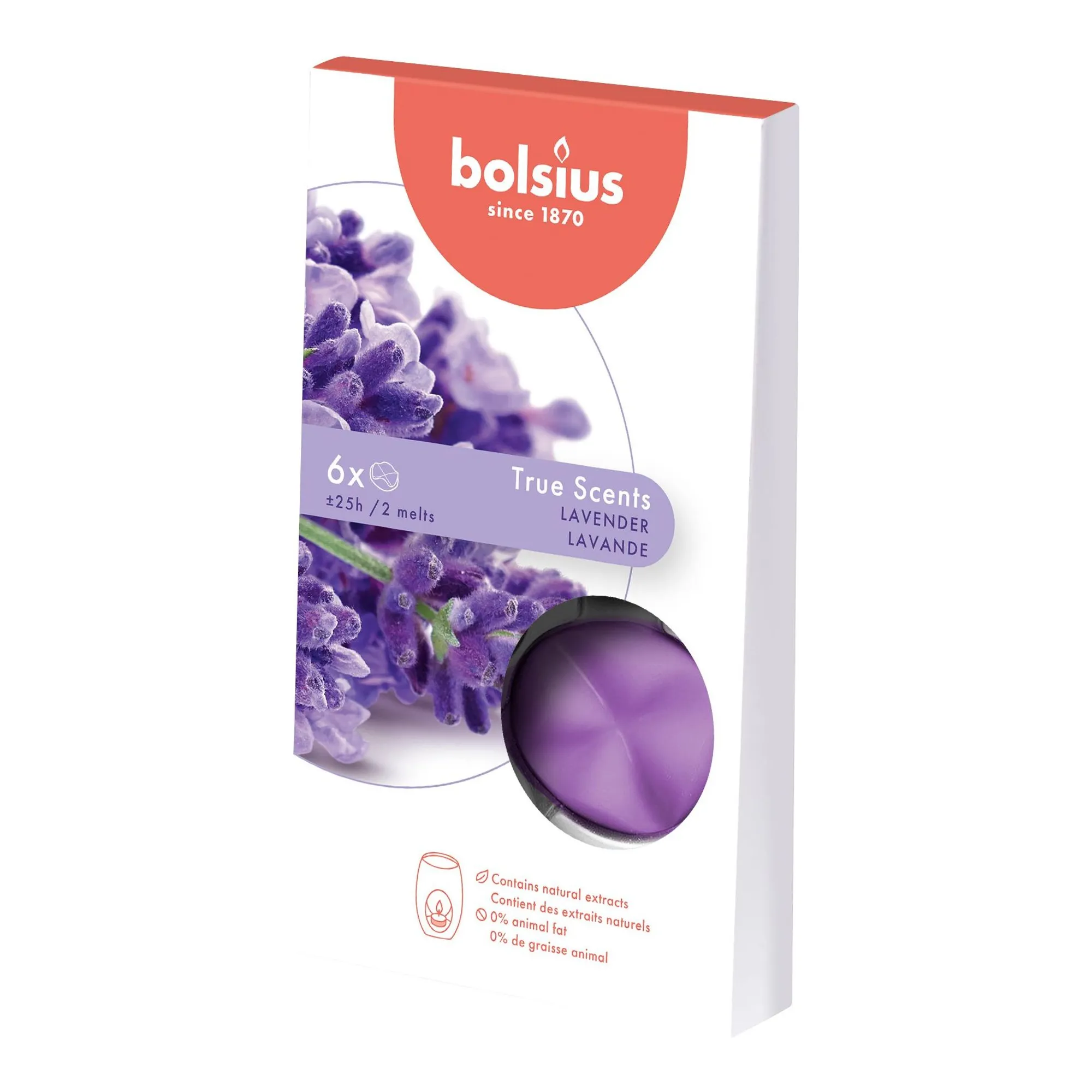 Bolsius Wax Melts Pack True Scents Lavender 25 uur (8x 6 stuks)