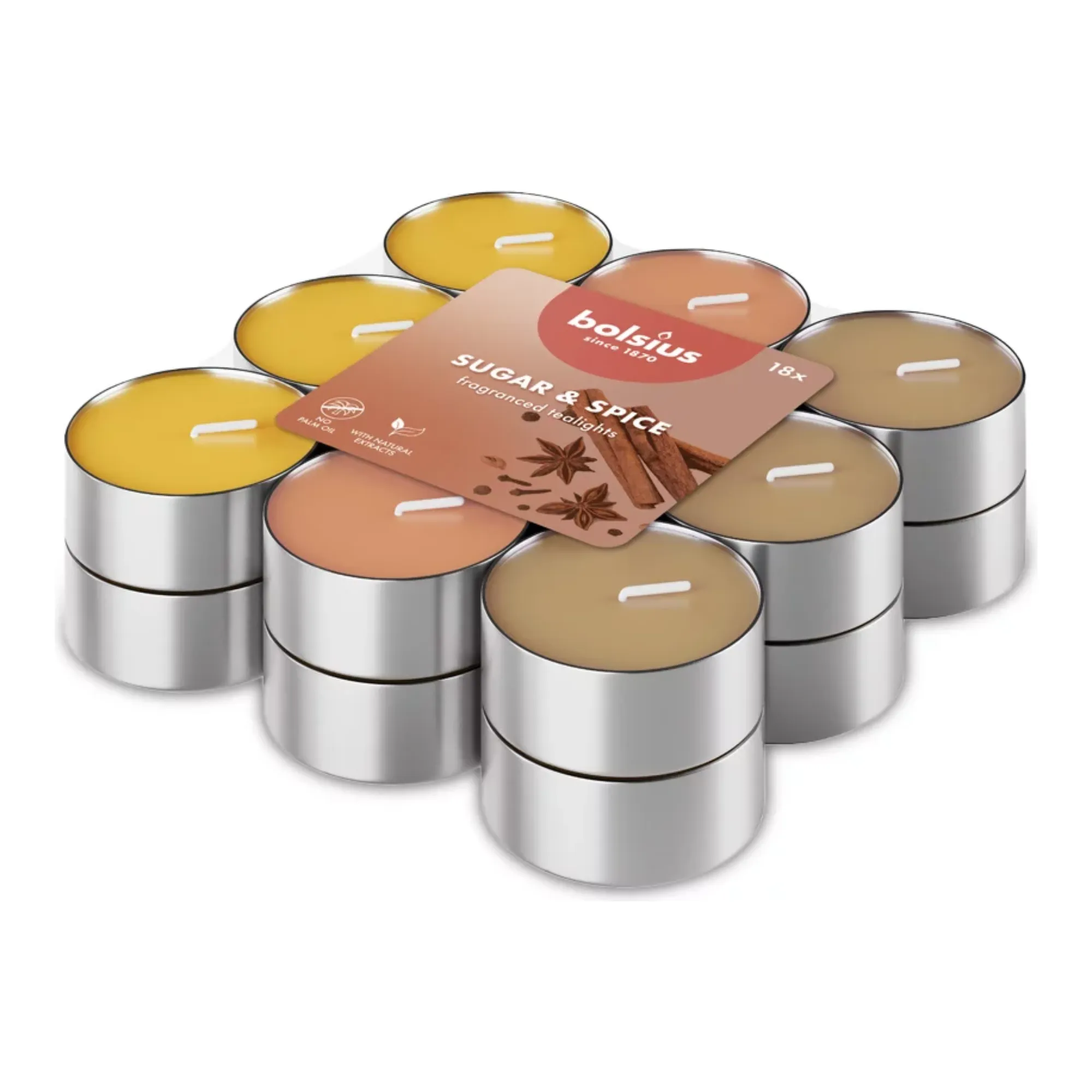 Bolsius Geurlichten Sugar & Spice (8x 18 stuks)