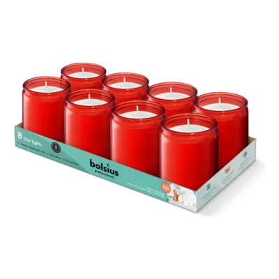 Bolsius Prof Star Light Glas Rood (8 stuks)