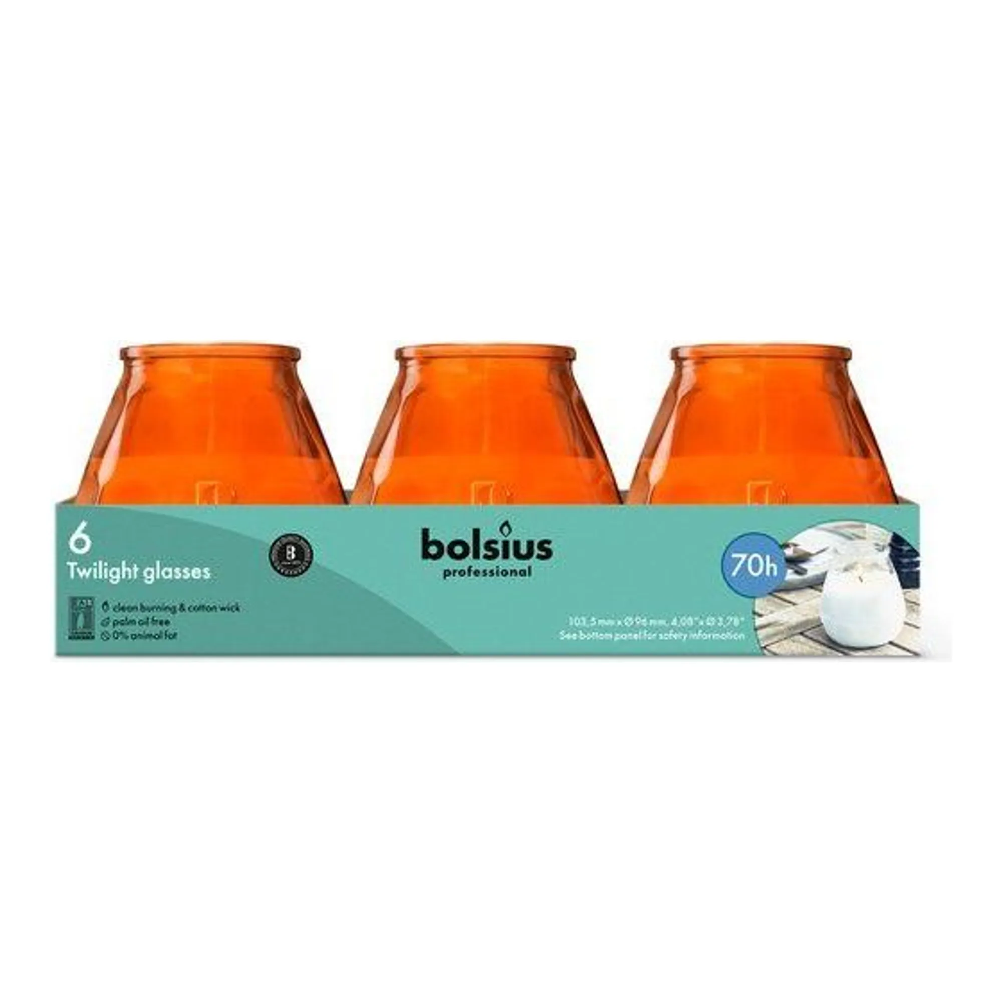 Bolsius Prof Twilight Oranje (6 stuks)