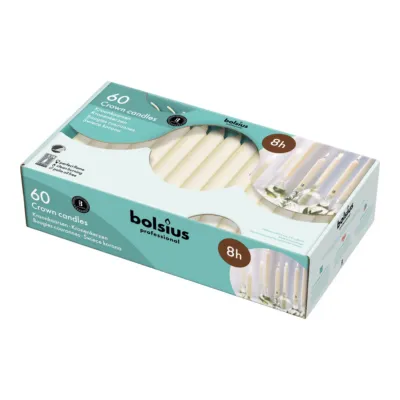 Bolsius Professional Kroonkaarsen Ivoor 200/24mm 8 Uur (60 stuks)