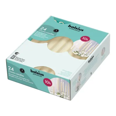 Bolsius Professional Kroonkaarsen Ivoor 240/24 mm 10 Uur (24 stuks)