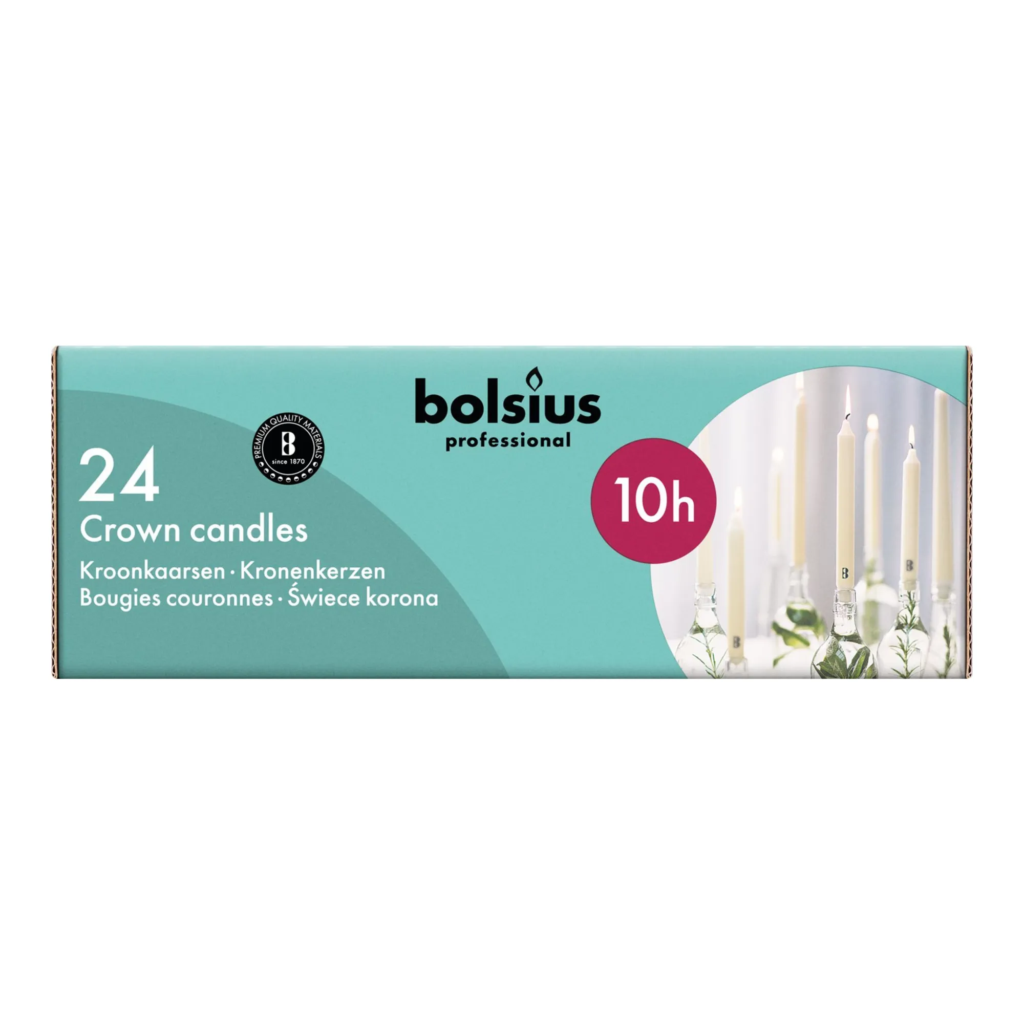 Bolsius Professional Kroonkaarsen Wit 10 Uur (24 stuks)