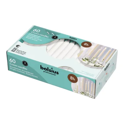 Bolsius Professional Kroonkaarsen Wit 200/24mm 8 Uur (60 stuks)