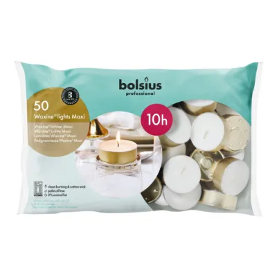 Bolsius Professional Maxi Waxine Lichten Wit 10 Branduren (50 stuks)