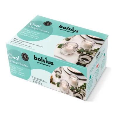 Bolsius Professional Relight Houder Oval Transparant (6 stuks)