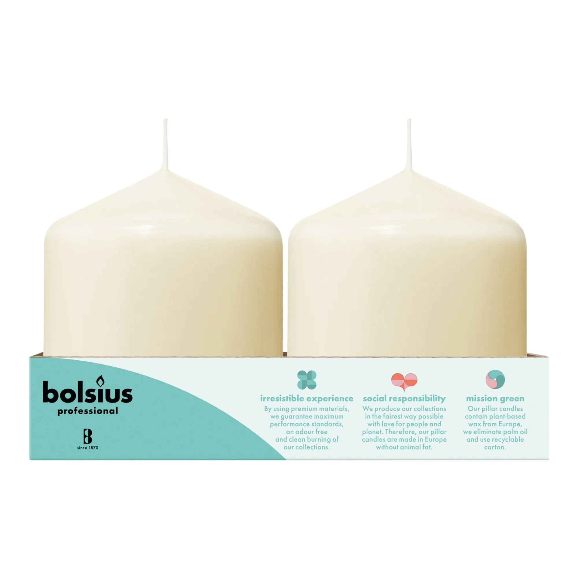 Bolsius Professional Stompkaar 10/10 Ivoor 52 Branduren (6 stuks)