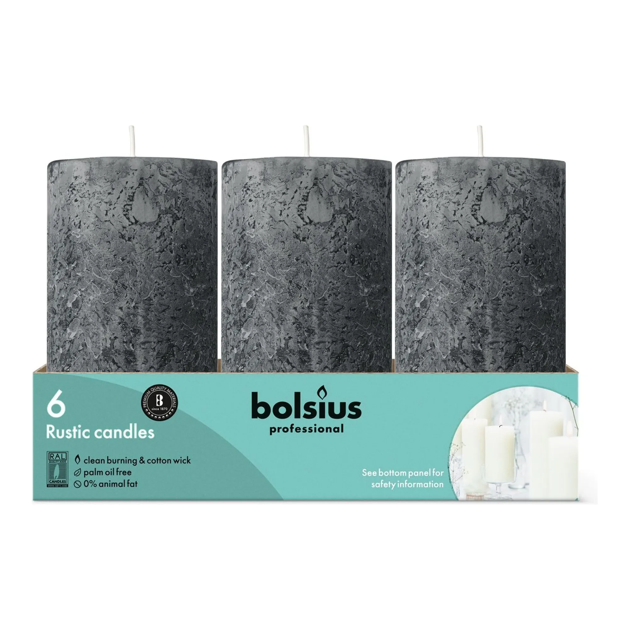 Bolsius Professional Stompkaars 130/68mm Stormgrijs 43 Branduren (6x)