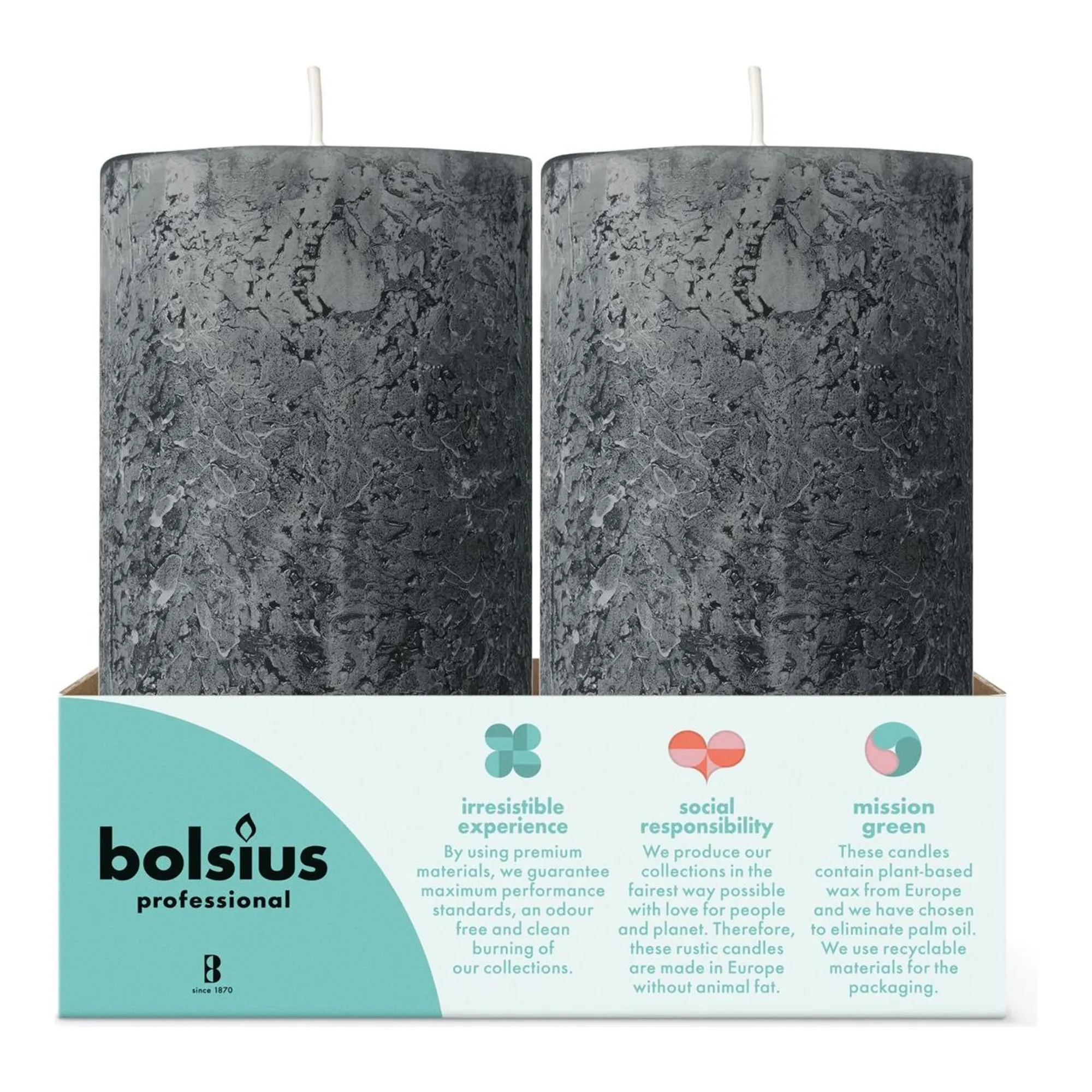 Bolsius Professional Stompkaars 130/68mm Stormgrijs 43 Branduren (6x)