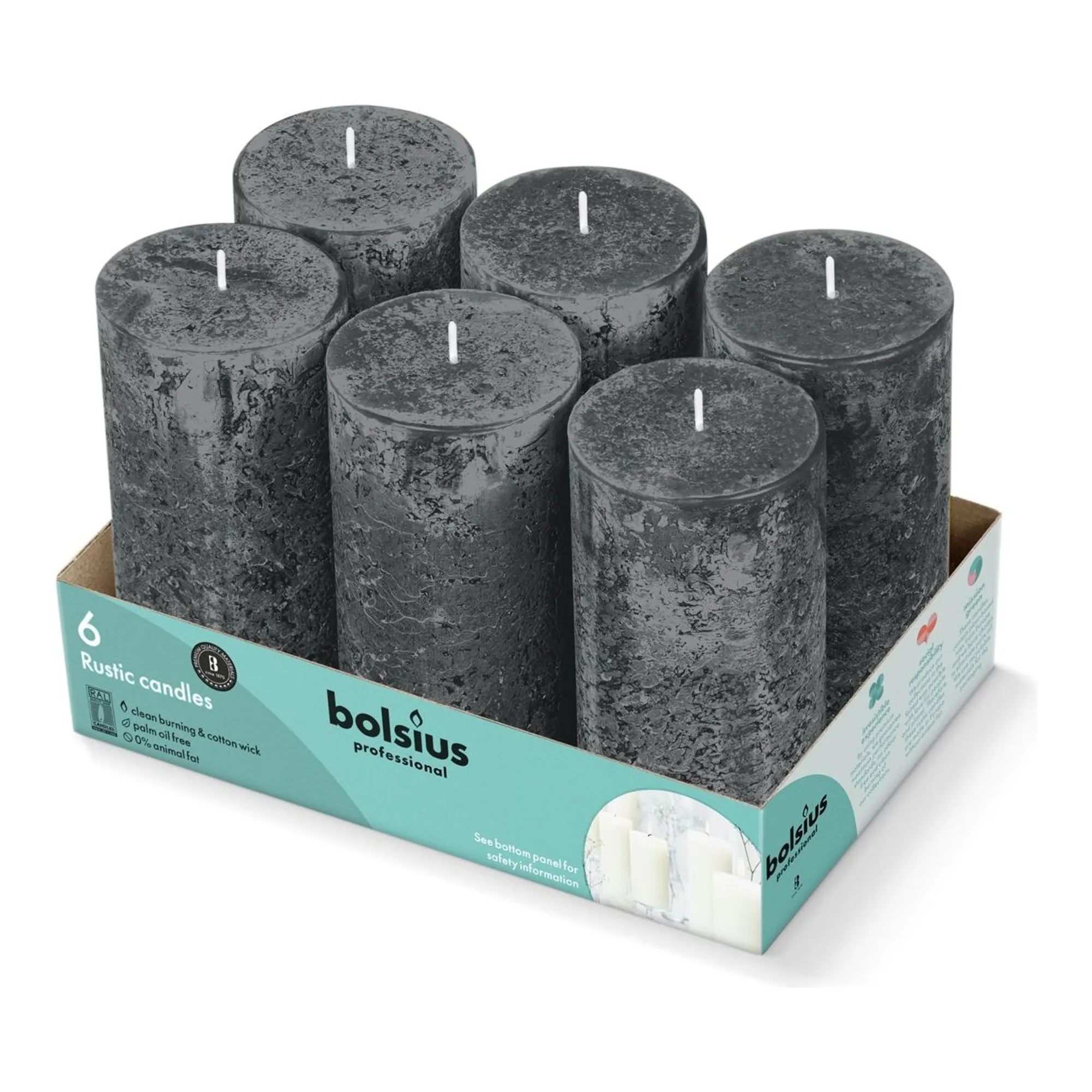 Bolsius Professional Stompkaars 130/68mm Stormgrijs 43 Branduren (6x)