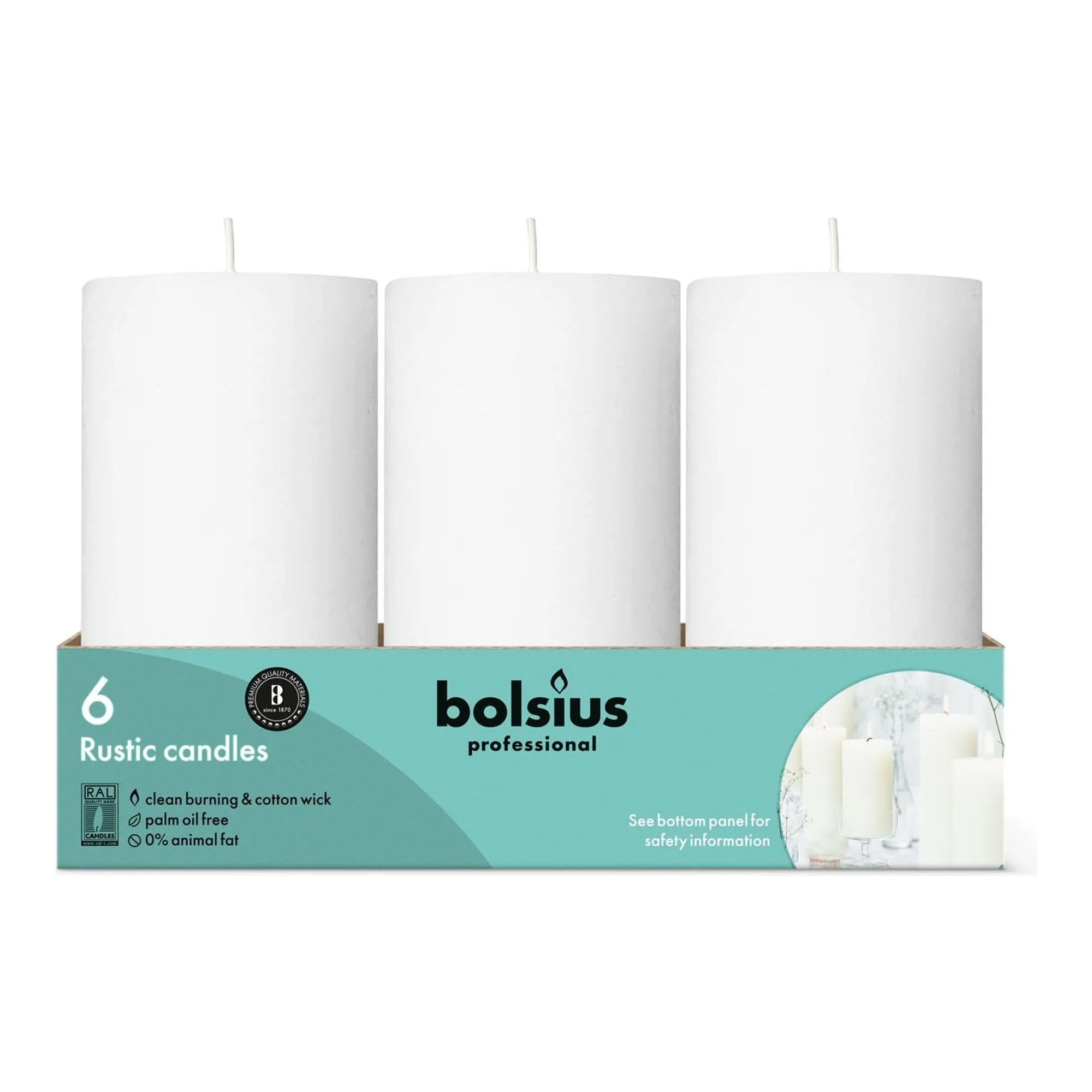 Bolsius Professional Stompkaars 130/68mm Wolkenwit 43 Branduren (6x)