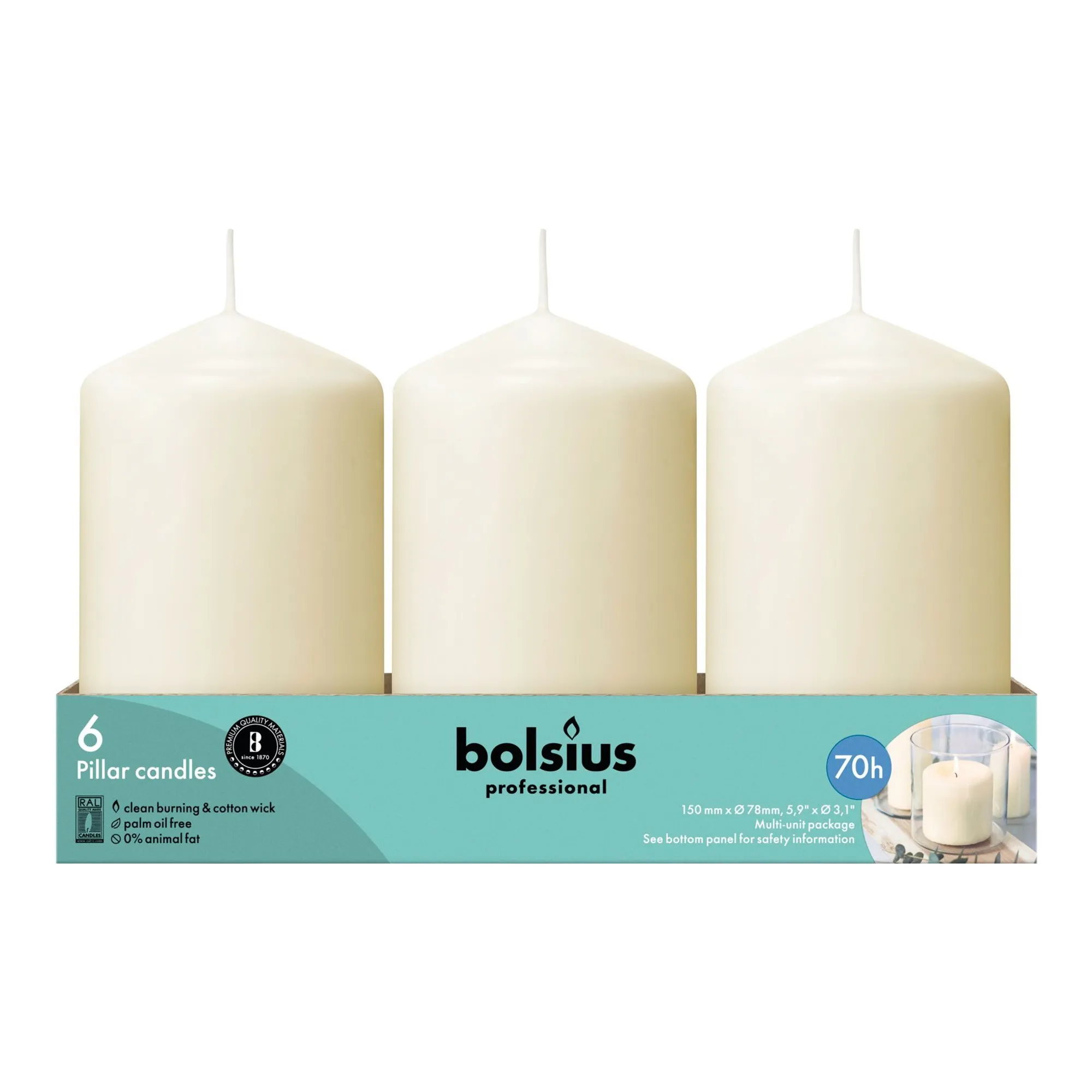 Bolsius Professional Stompkaars 15/8 Ivoor (6 stuks)