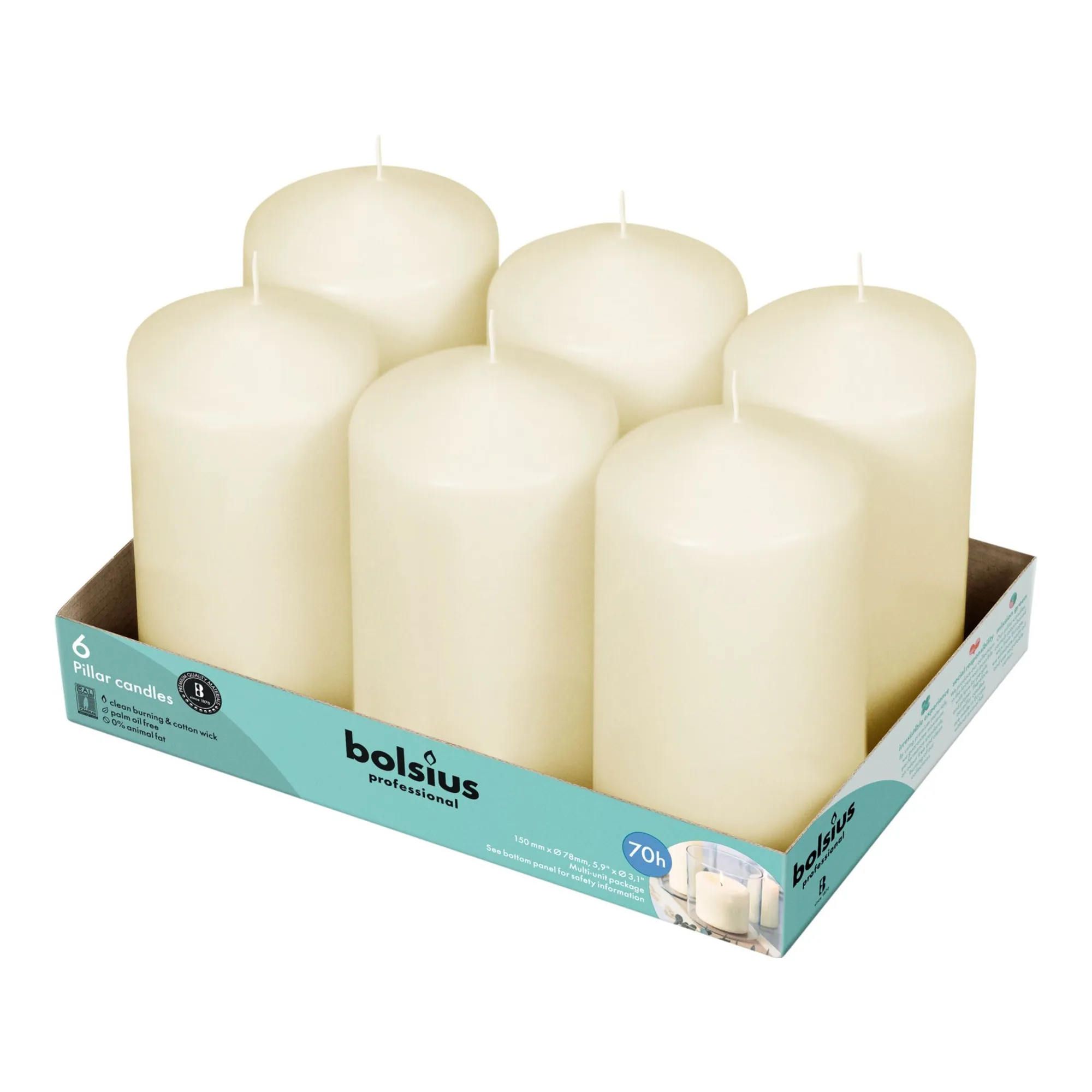Bolsius Professional Stompkaars 15/8 Ivoor (6 stuks)