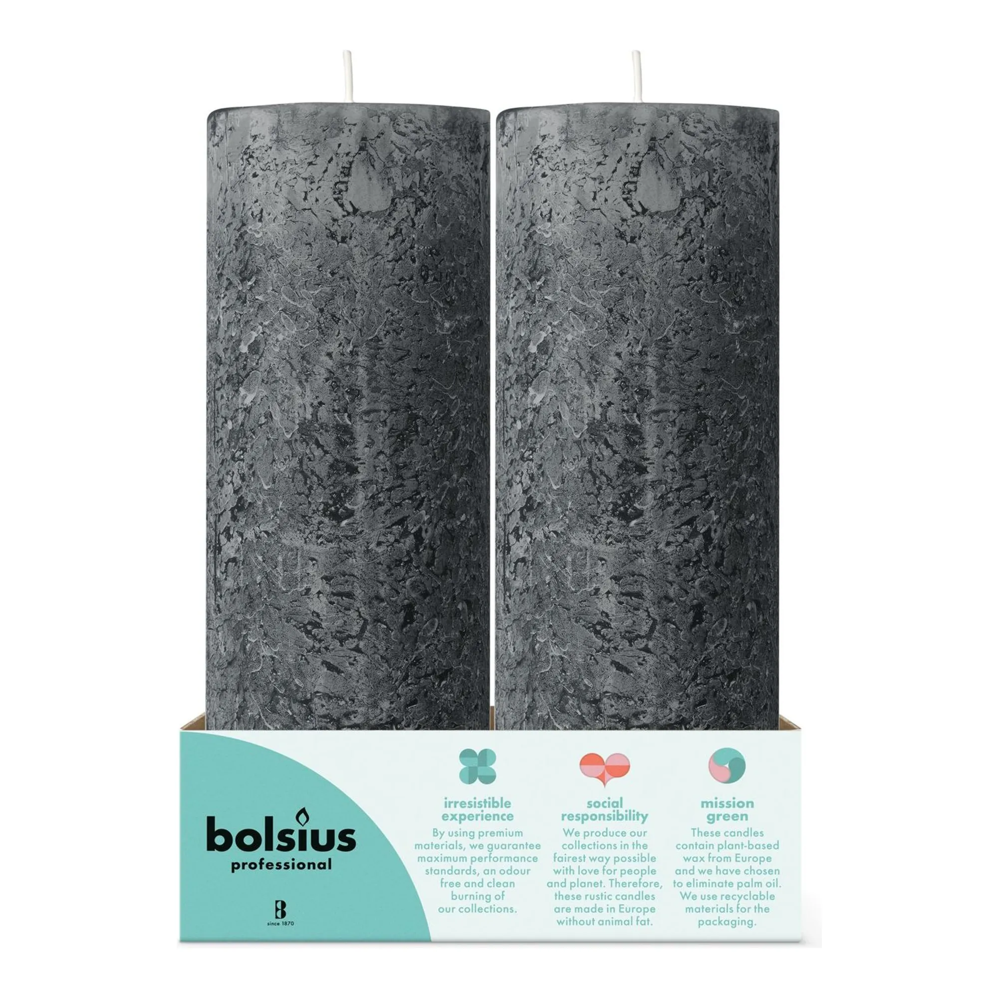Bolsius Professional Stompkaars 190/68mm 65 Branduren Stormgrijs (6x)