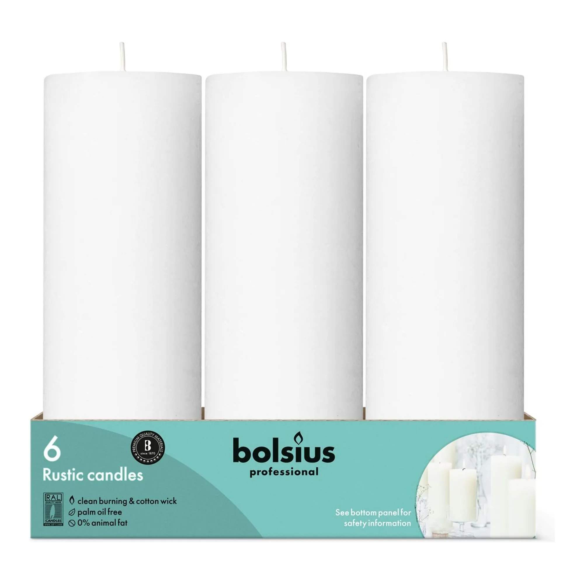 Bolsius Professional Stompkaars 190/68mm 65 Branduren Wolkenwit (6x)