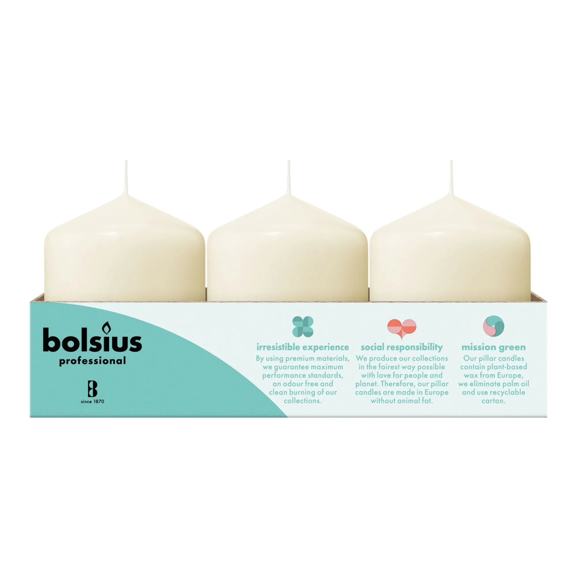 Bolsius Professional Stompkaarsen Ivoor 8/6 cm 17 Branduren (12 stuks)