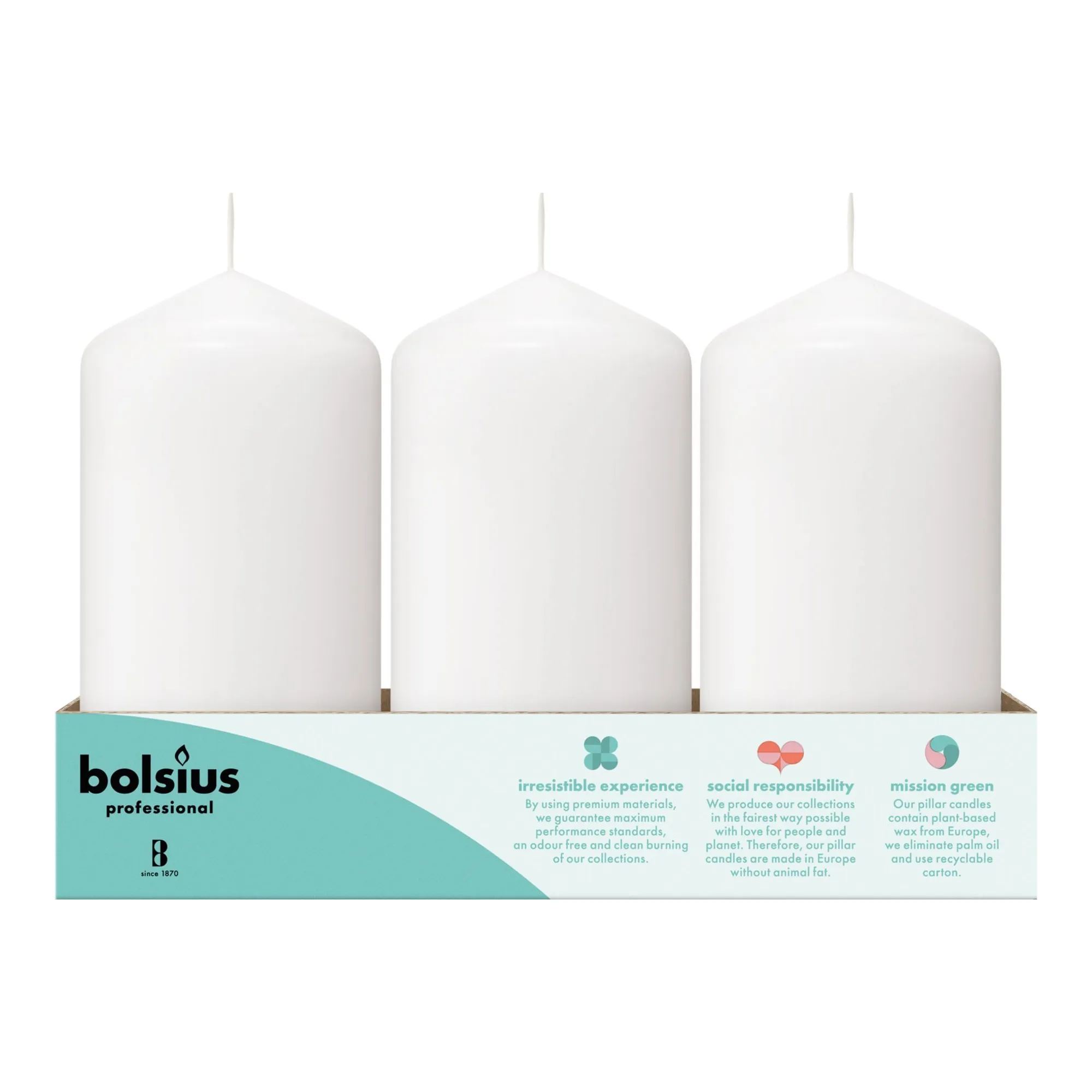 Bolsius Professional Stompkaarsen Wit 13/7 cm 40 Branduren (12 stuks)