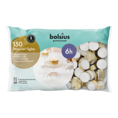 Bolsius Professional Waxine Lichten Wit 6 Branduren (150 stuks)
