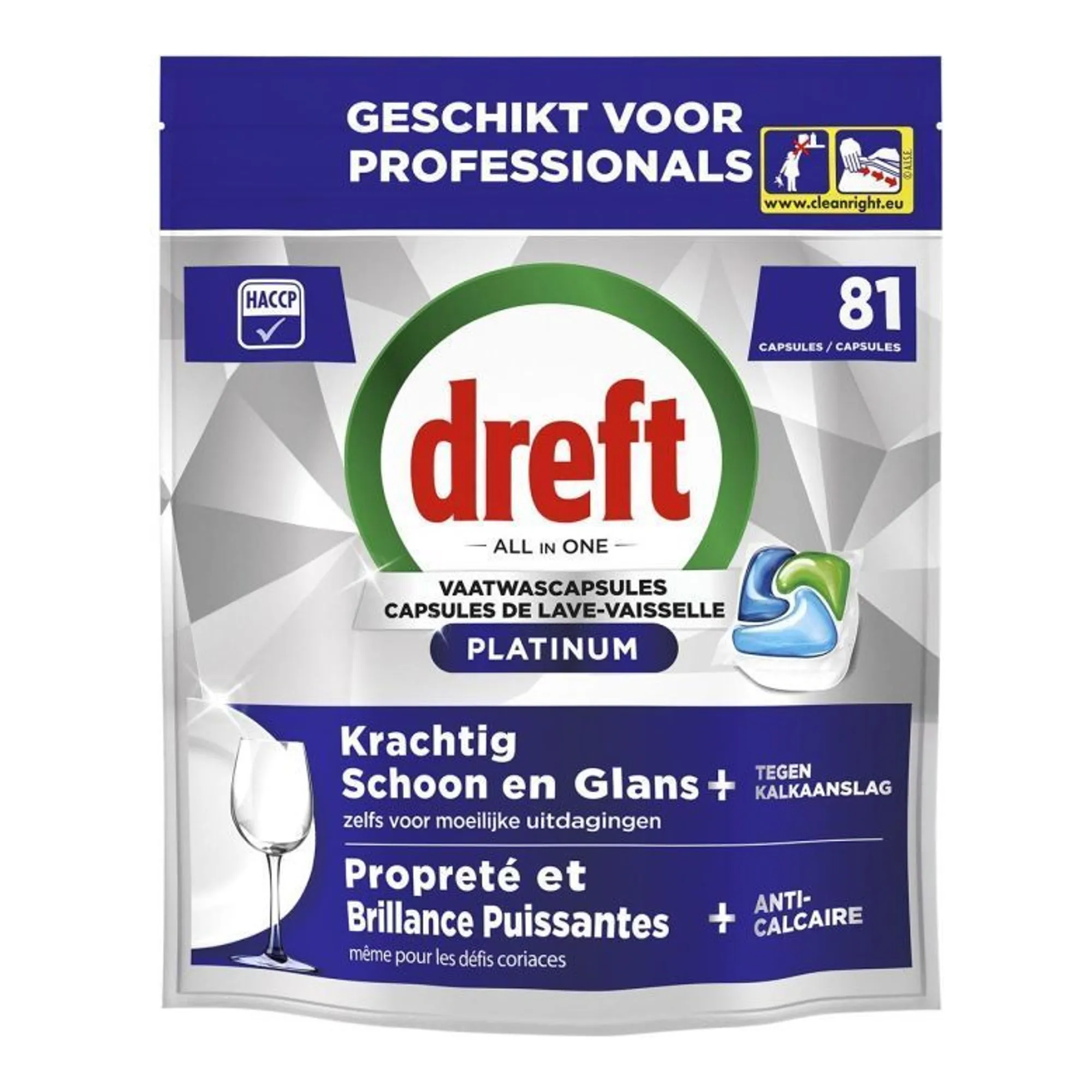 Dreft Professional Vaatwasmiddel Platinum Regular 81 Tabs (300x 95x 240)