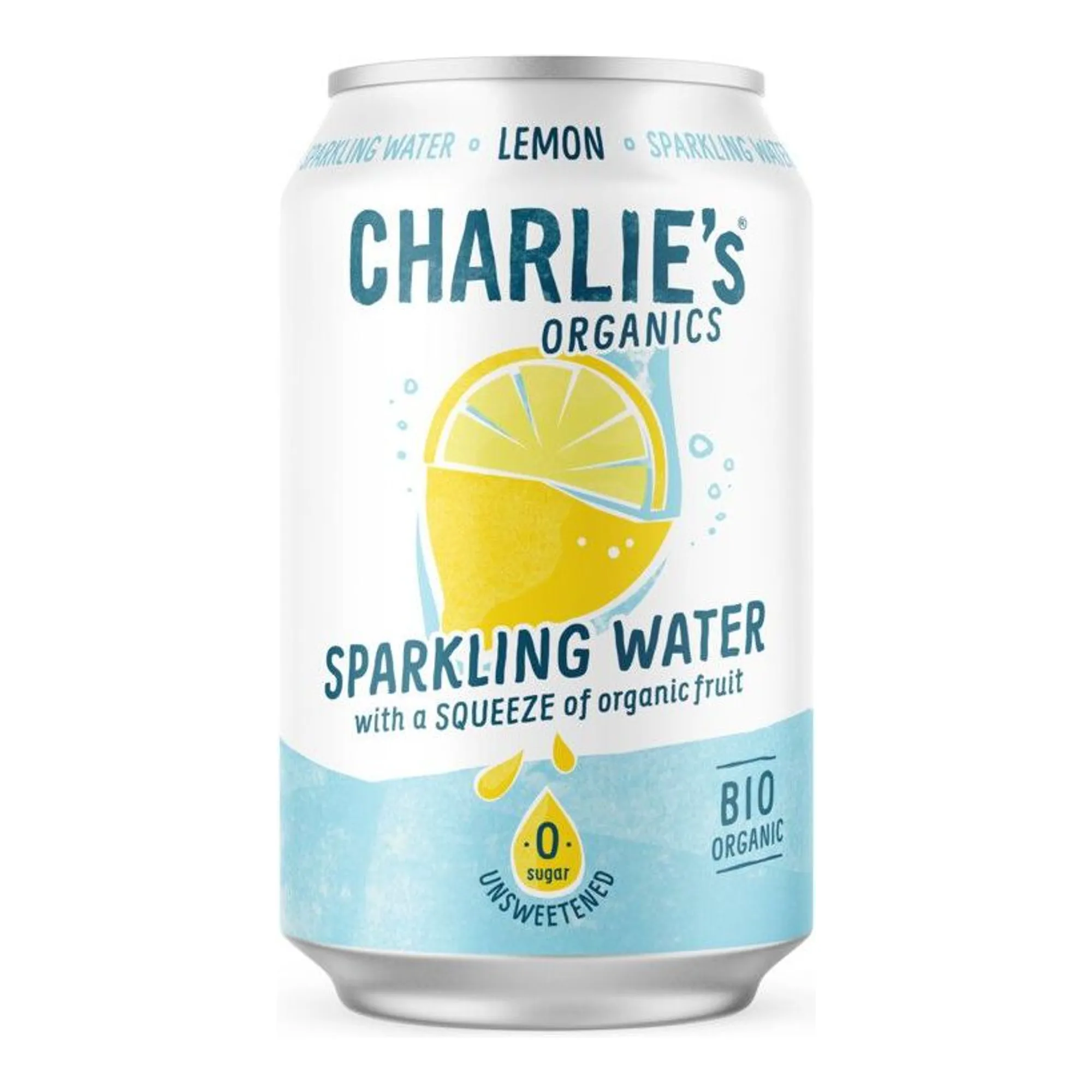 Charlie's Organics Sparkling Water Lemon Bio Blik (12x 33 cl)