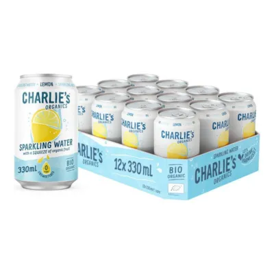 Charlie's Organics Sparkling Water Lemon Bio Blik (12x 33 cl)
