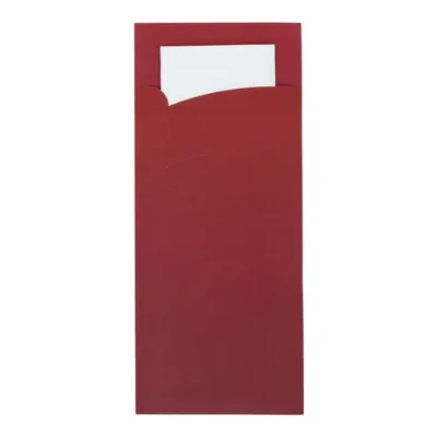 Bestekzakje pochette bordeaux met wit servet