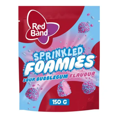 Red Band Sprinkled Foamies Sour Bubblegum (10x 150 gr)