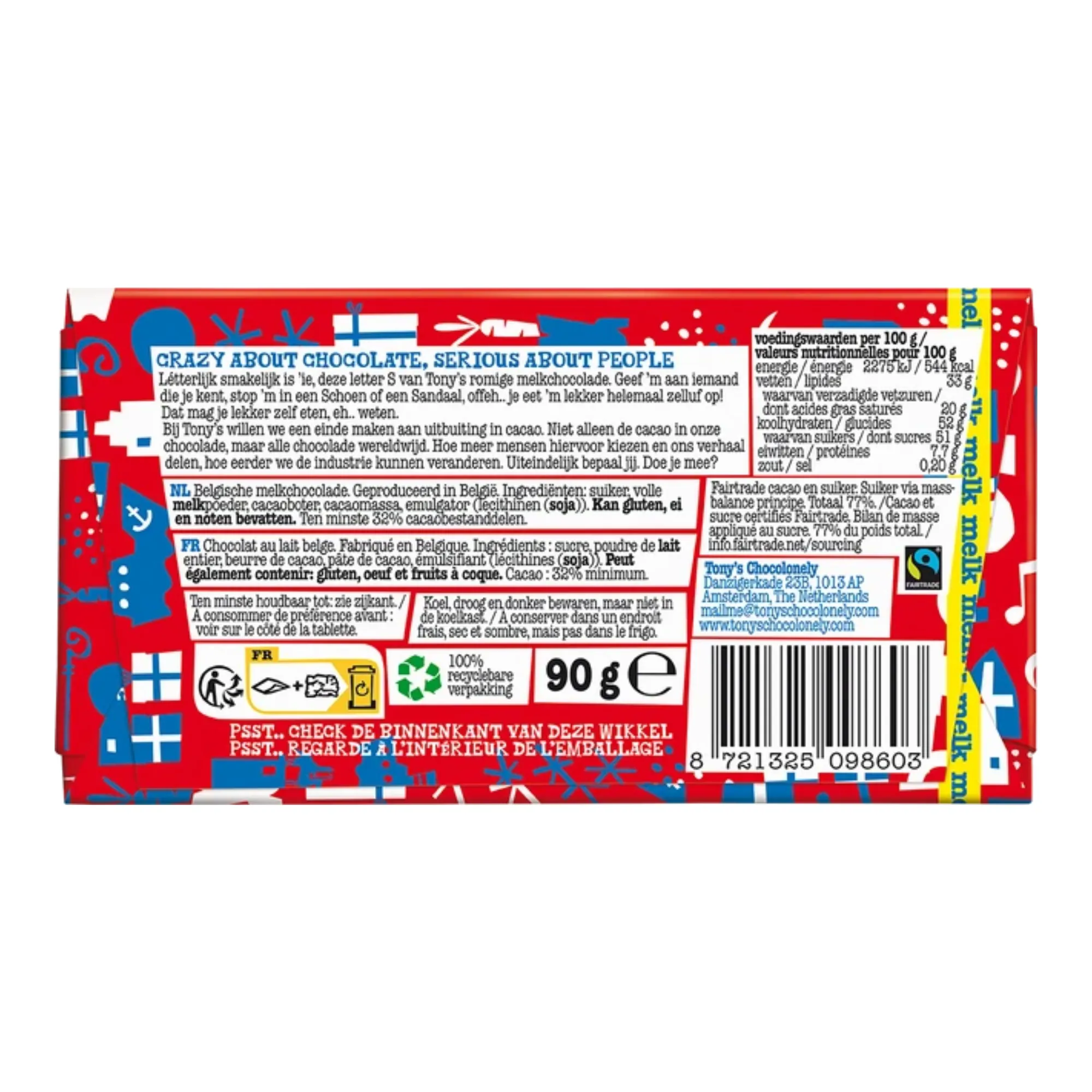 Tony's Chocolonely Schoenletter S Melk (21x 90 gr)