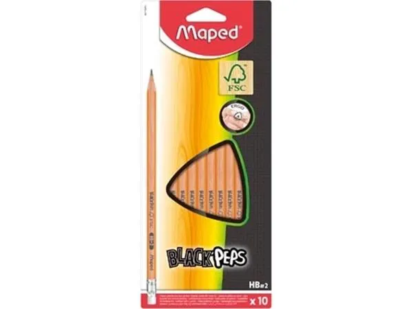Maped Black’Peps potlood HB, met gum, kartonnen op