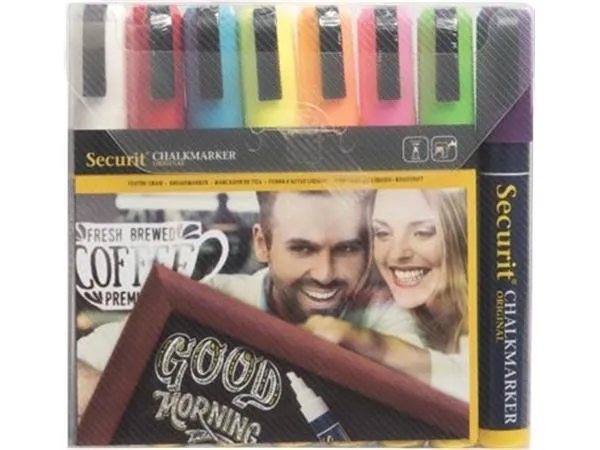 Securit Krijtmarker Medium, Etui Van In Ge (8 stuks)