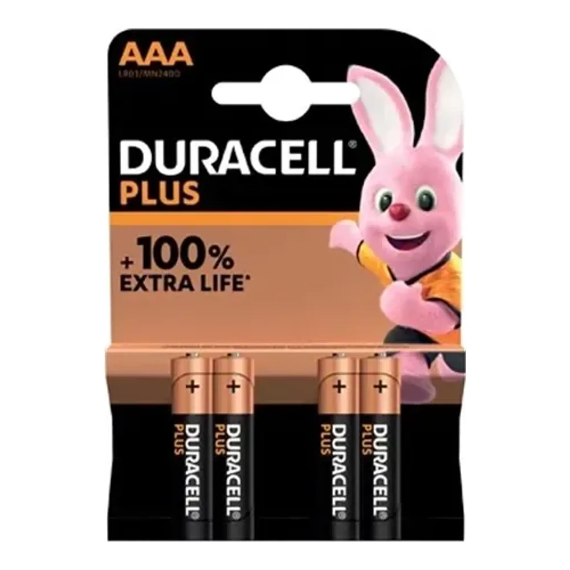 Duracell batterij Plus 100% AAA, blister van 4 stu